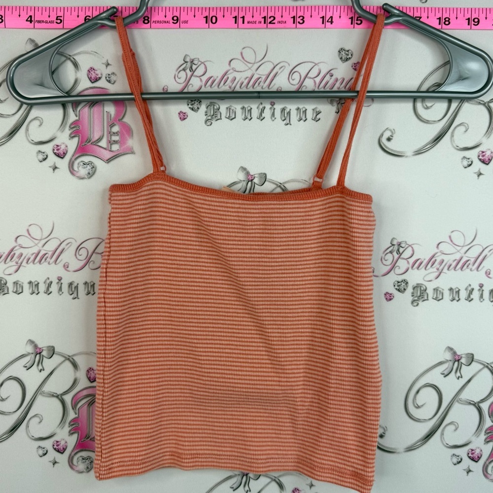 Tank top striped stretchy cropped Womenβs Slim Ribbed Cami Tank Top - Orange
